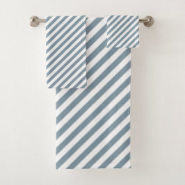 Diagonal blue and white stripes pattern バスタオルセット