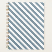Diagonal blue and white stripes pattern プランナー手帳 (正面)