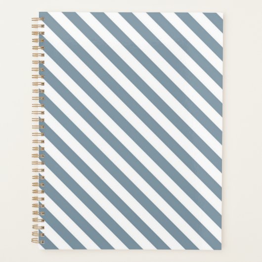 Diagonal blue and white stripes pattern プランナー手帳 (正面)