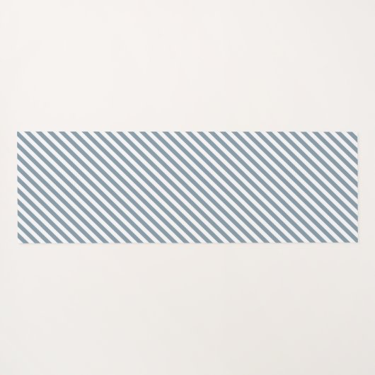 Diagonal blue and white stripes pattern ヨガマット (裏面(横))