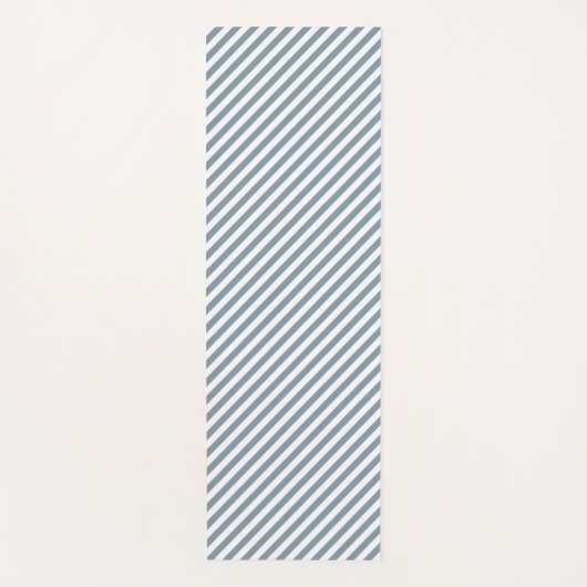 Diagonal blue and white stripes pattern ヨガマット (正面)