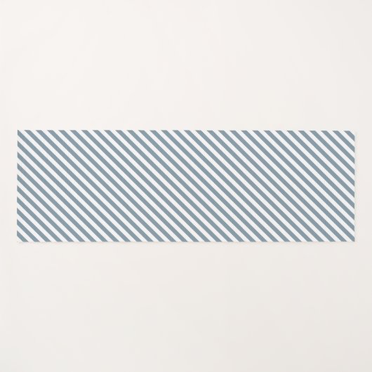 Diagonal blue and white stripes pattern ヨガマット (正面(横))