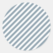 Diagonal blue and white stripes pattern ラウンドシール (正面)