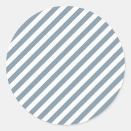 Diagonal blue and white stripes pattern ラウンドシール