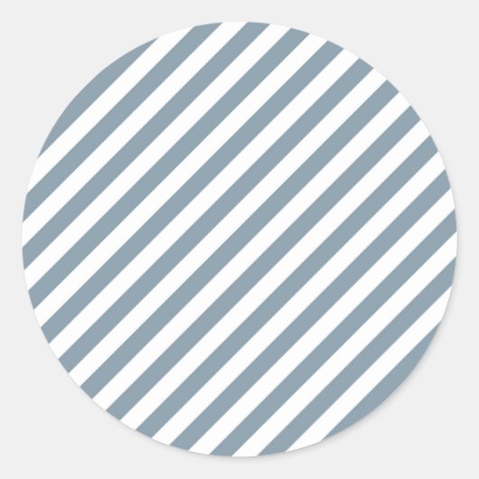 Diagonal blue and white stripes pattern ラウンドシール (正面)
