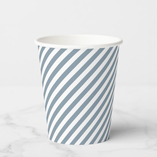 Diagonal blue and white stripes pattern 紙コップ (裏面)