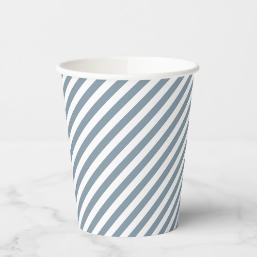 Diagonal blue and white stripes pattern 紙コップ (左)