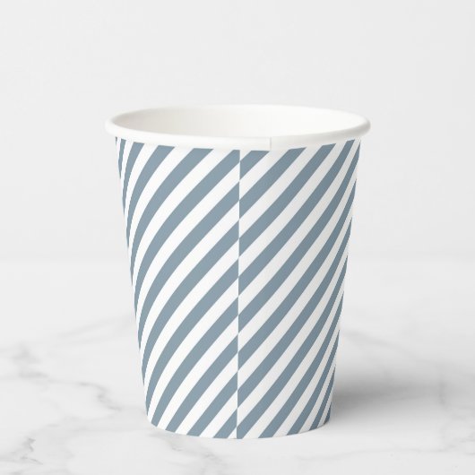 Diagonal blue and white stripes pattern 紙コップ (右)