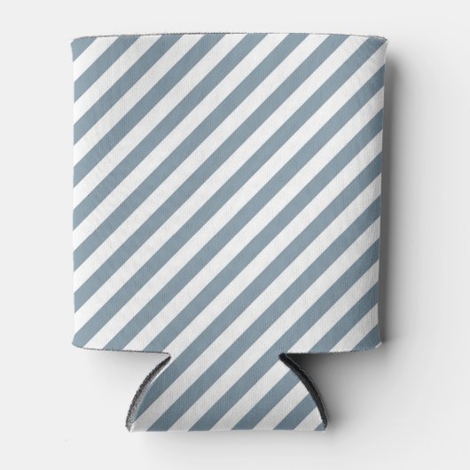 Diagonal blue and white stripes pattern 缶クーラー (正面)