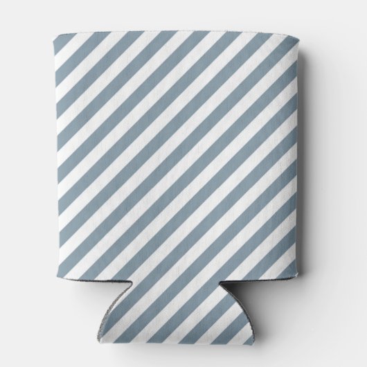 Diagonal blue and white stripes pattern 缶クーラー (裏面)