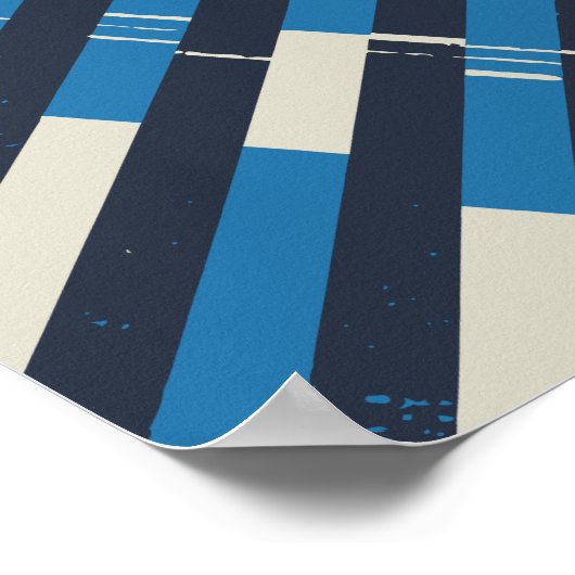 Diagonal Blue Striped with Grunge Texture ポスター (角)