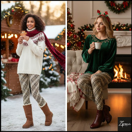 Diagonal Brown Tan Neutral Tartan Plaid レギンス