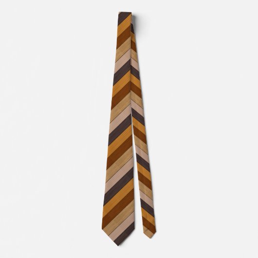 Diagonal Brown Wood Stripes Pattern ネクタイ (正面)