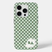 Diagonal Gingham Pattern in Green with Initials Case-Mate iPhoneケース (裏面)