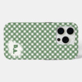 Diagonal Gingham Pattern in Green with Initials Case-Mate iPhoneケース (裏面 (横))
