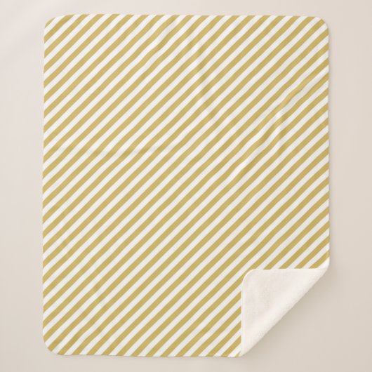 Diagonal golden yellow and white stripes pattern シェルパブランケット (正面)
