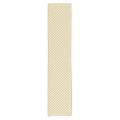 Diagonal golden yellow and white stripes pattern ショートテーブルランナー (正面)