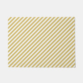 Diagonal golden yellow and white stripes pattern ドアマット (正面)