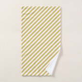 Diagonal golden yellow and white stripes pattern バスタオルセット (ハンドタオル)