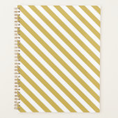 Diagonal golden yellow and white stripes pattern プランナー手帳 (正面)