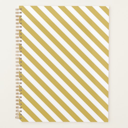 Diagonal golden yellow and white stripes pattern プランナー手帳 (正面)