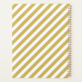 Diagonal golden yellow and white stripes pattern プランナー手帳 (裏面)