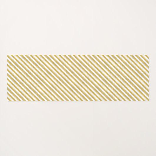 Diagonal golden yellow and white stripes pattern ヨガマット (裏面(横))