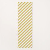 Diagonal golden yellow and white stripes pattern ヨガマット (正面)