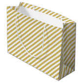 Diagonal golden yellow and white stripes pattern ラージペーパーバッグ (裏面アングル)