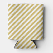 Diagonal golden yellow and white stripes pattern 缶クーラー (正面)