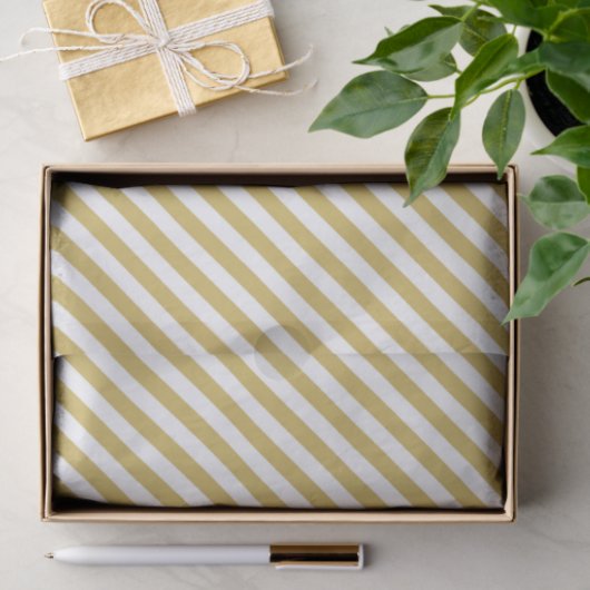 Diagonal golden yellow and white stripes pattern 薄葉紙 (ギフト)