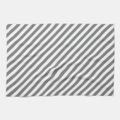 Diagonal gray and white stripes pattern キッチンタオル (横)