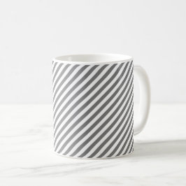 Diagonal gray and white stripes pattern コーヒーマグカップ