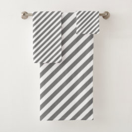 Diagonal gray and white stripes pattern バスタオルセット