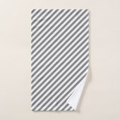 Diagonal gray and white stripes pattern バスタオルセット (ハンドタオル)