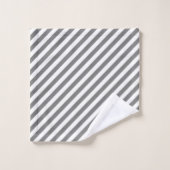 Diagonal gray and white stripes pattern バスタオルセット (ウォッシュタオル)