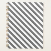 Diagonal gray and white stripes pattern プランナー手帳 (正面)