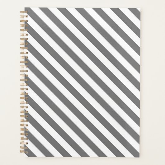 Diagonal gray and white stripes pattern プランナー手帳 (正面)