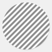 Diagonal gray and white stripes pattern ラウンドシール (正面)