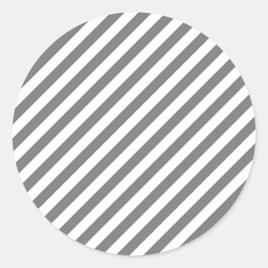 Diagonal gray and white stripes pattern ラウンドシール (正面)