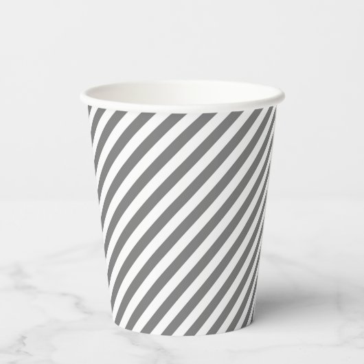 Diagonal gray and white stripes pattern 紙コップ (裏面)