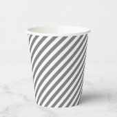 Diagonal gray and white stripes pattern 紙コップ (左)