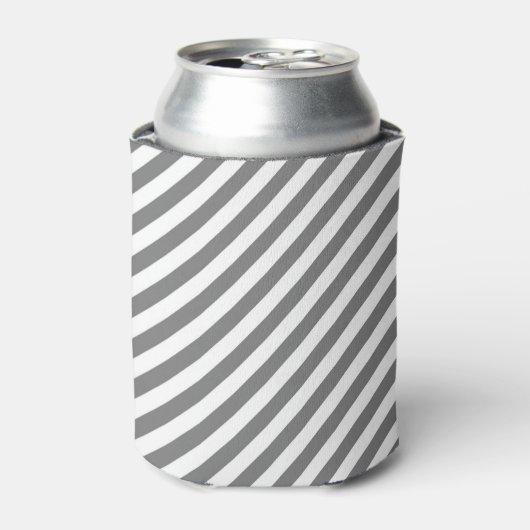 Diagonal gray and white stripes pattern 缶クーラー (缶正面)