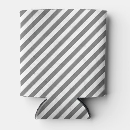 Diagonal gray and white stripes pattern 缶クーラー (正面)