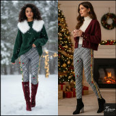 Diagonal Grayscale Monochrome Tartan Plaid レギンス