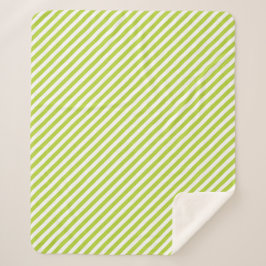 Diagonal lime green and white stripes pattern シェルパブランケット