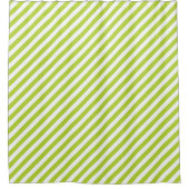 Diagonal lime green and white stripes pattern シャワーカーテン (正面)