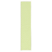 Diagonal lime green and white stripes pattern ショートテーブルランナー (正面)