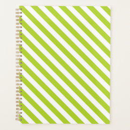 Diagonal lime green and white stripes pattern プランナー手帳