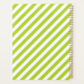 Diagonal lime green and white stripes pattern プランナー手帳 (裏面)